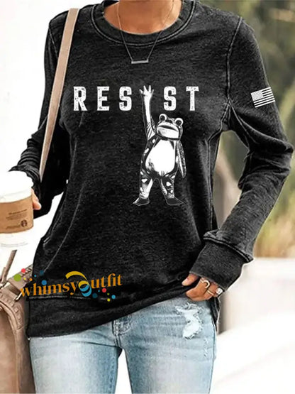 Women’s Resist Frog Print Sweatshirt Black / S