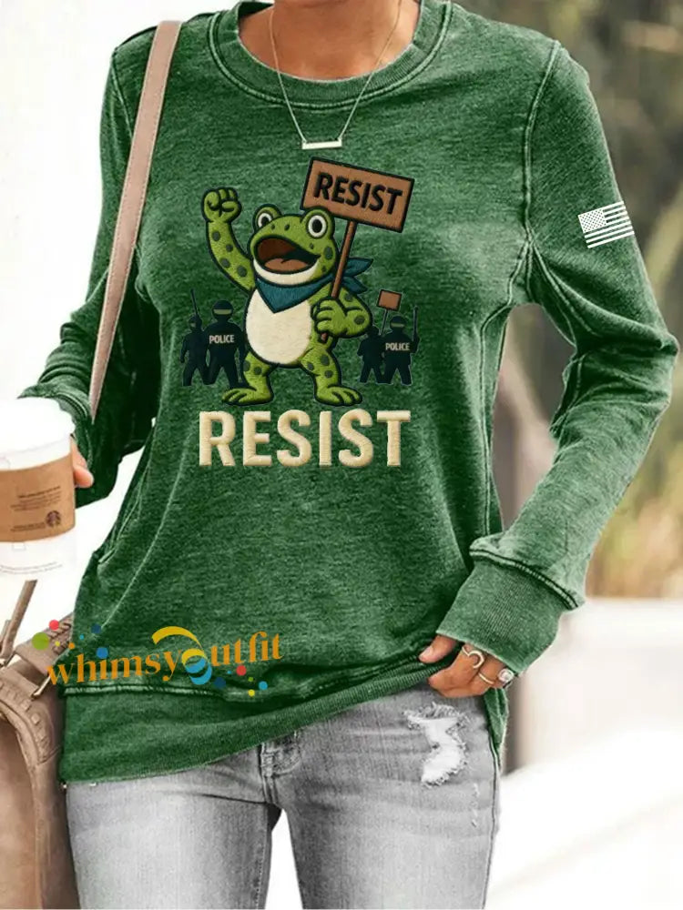 Women’s Resist Frog Print Sweatshirt Green / S
