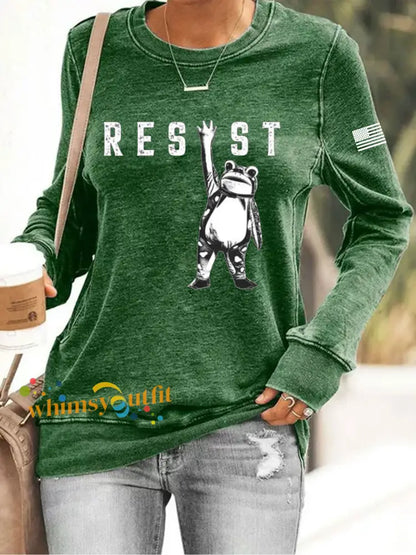 Women’s Resist Frog Print Sweatshirt Green / S