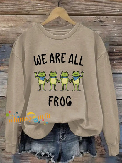 Women’s Resist Frog Printed Casual Sweatshirt Apricot / S