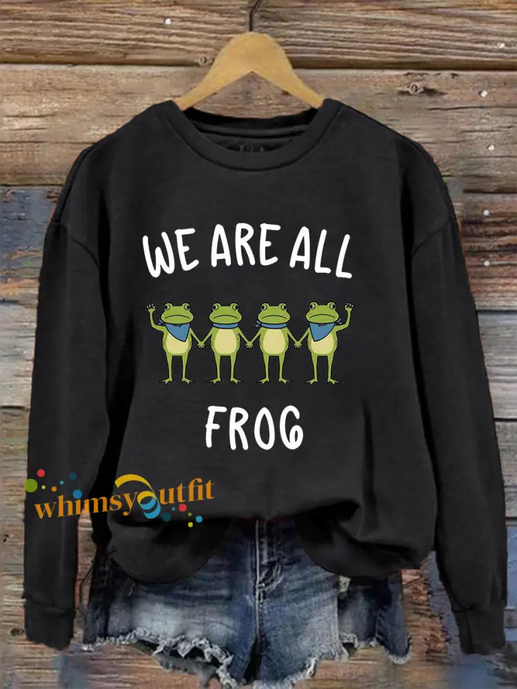 Women’s Resist Frog Printed Casual Sweatshirt Black / S