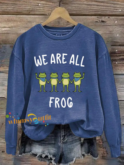 Women’s Resist Frog Printed Casual Sweatshirt Blue / S