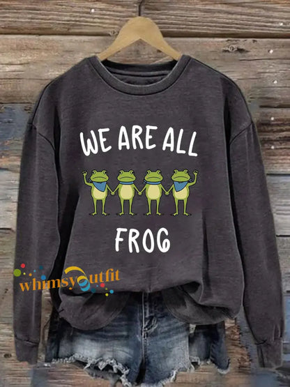 Women’s Resist Frog Printed Casual Sweatshirt Dark Gray / S