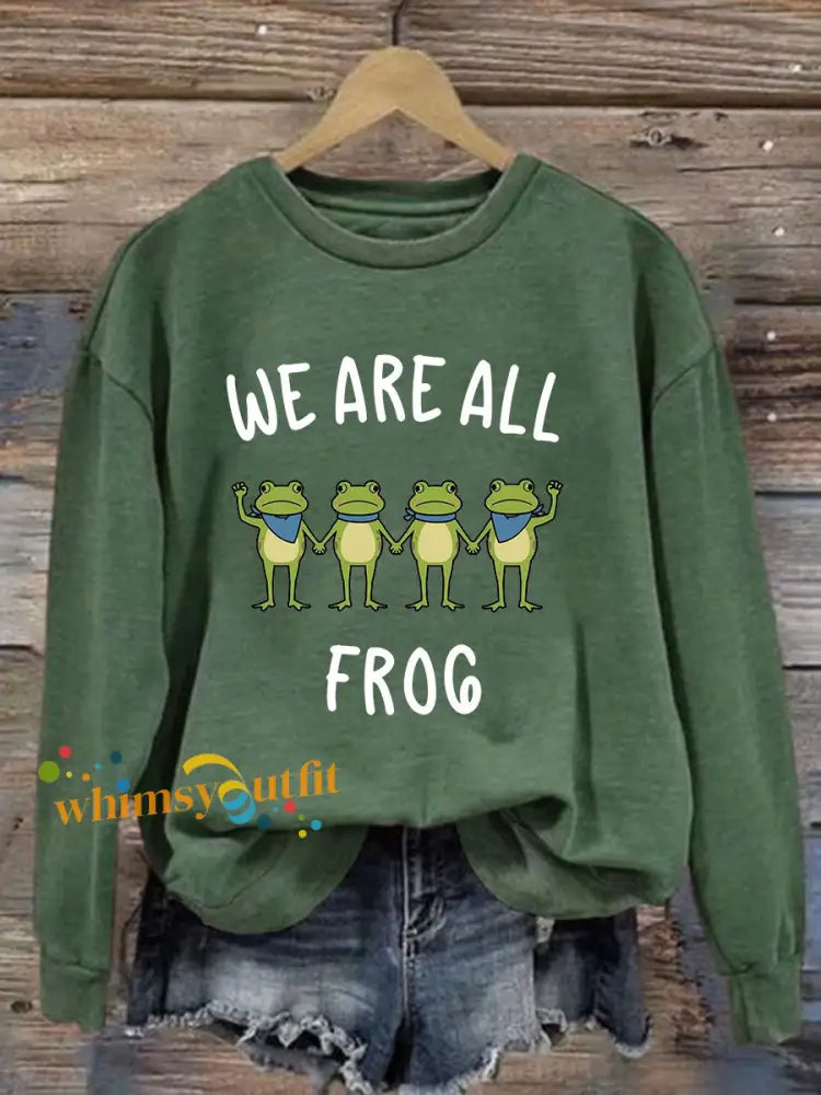 Women’s Resist Frog Printed Casual Sweatshirt Green / S