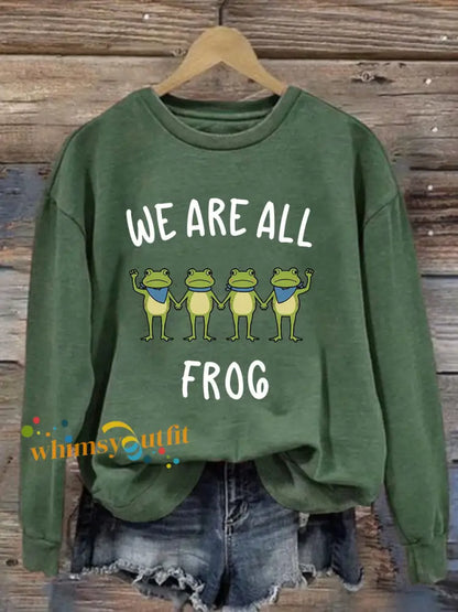 Women’s Resist Frog Printed Casual Sweatshirt Green / S