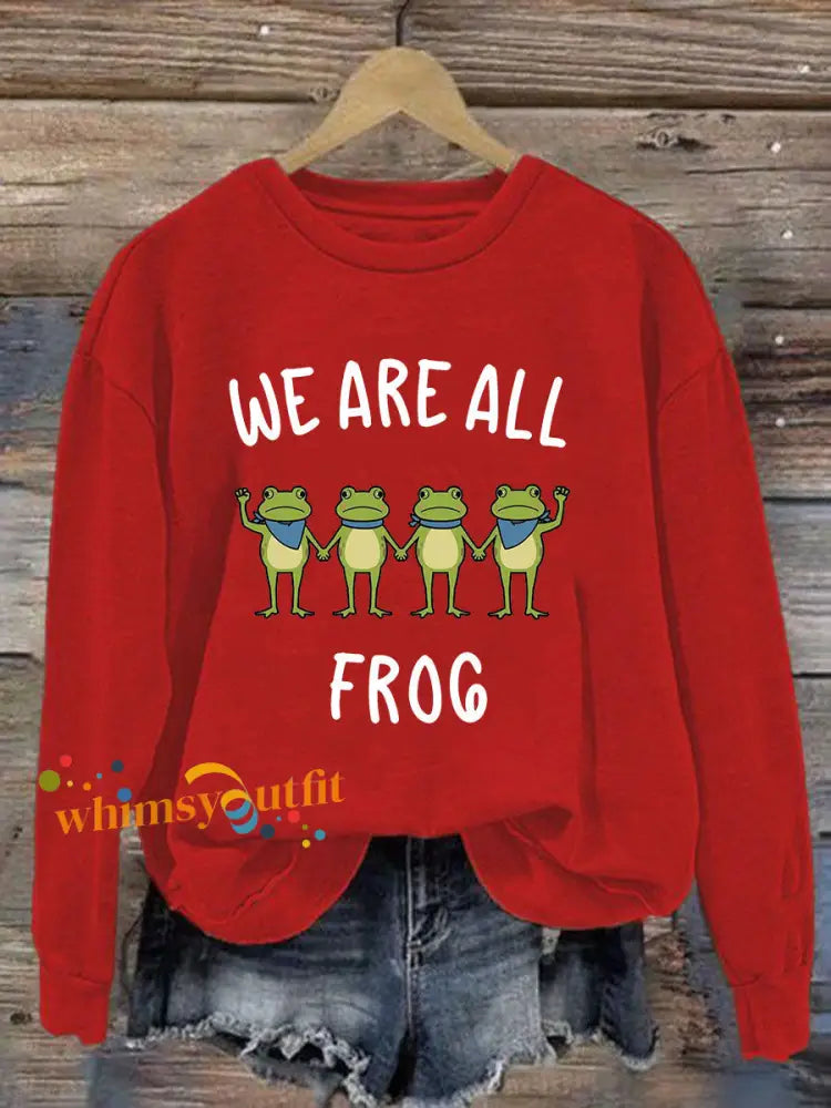 Women’s Resist Frog Printed Casual Sweatshirt Red / S