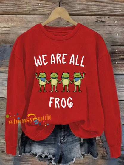 Women’s Resist Frog Printed Casual Sweatshirt Red / S