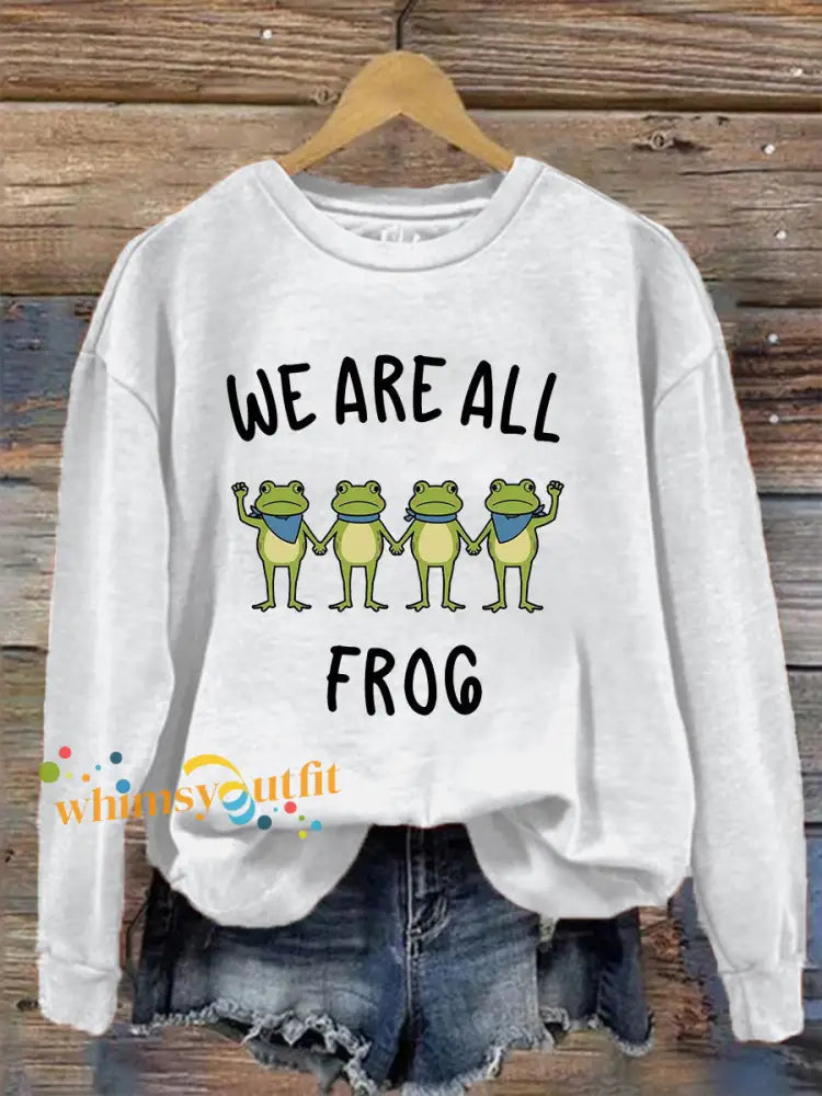Women’s Resist Frog Printed Casual Sweatshirt White / S