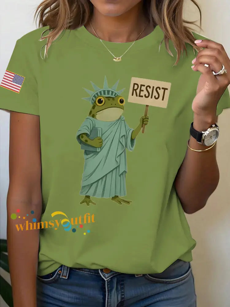 Women’s Resist Frog Printed T-shirt Green / S