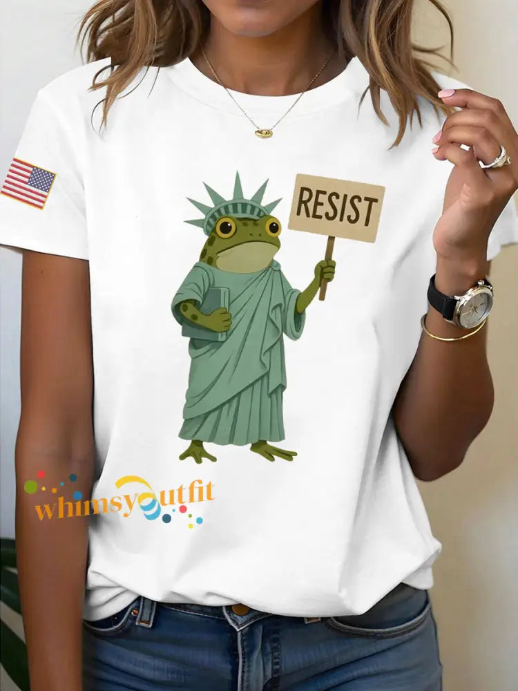 Women’s Resist Frog Printed T-shirt White / S