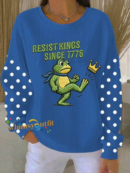 Women’s Resist Kings Since 1776 Ribbed Round-Neck Sweatshirt Blue / S