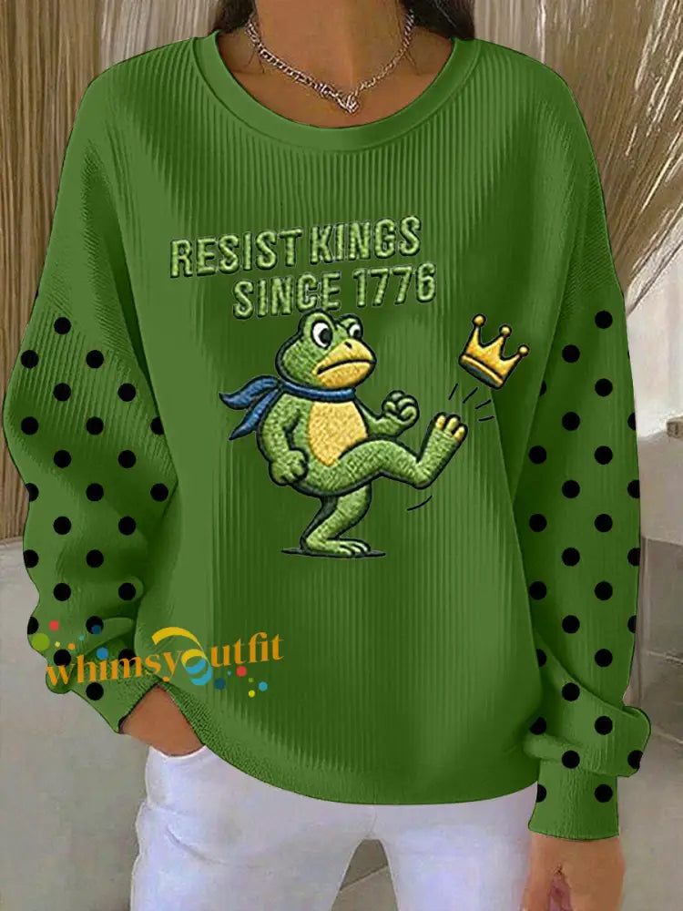 Women’s Resist Kings Since 1776 Ribbed Round-Neck Sweatshirt Green / S