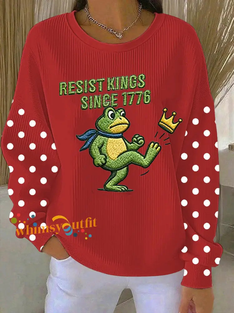 Women’s Resist Kings Since 1776 Ribbed Round-Neck Sweatshirt Red / S