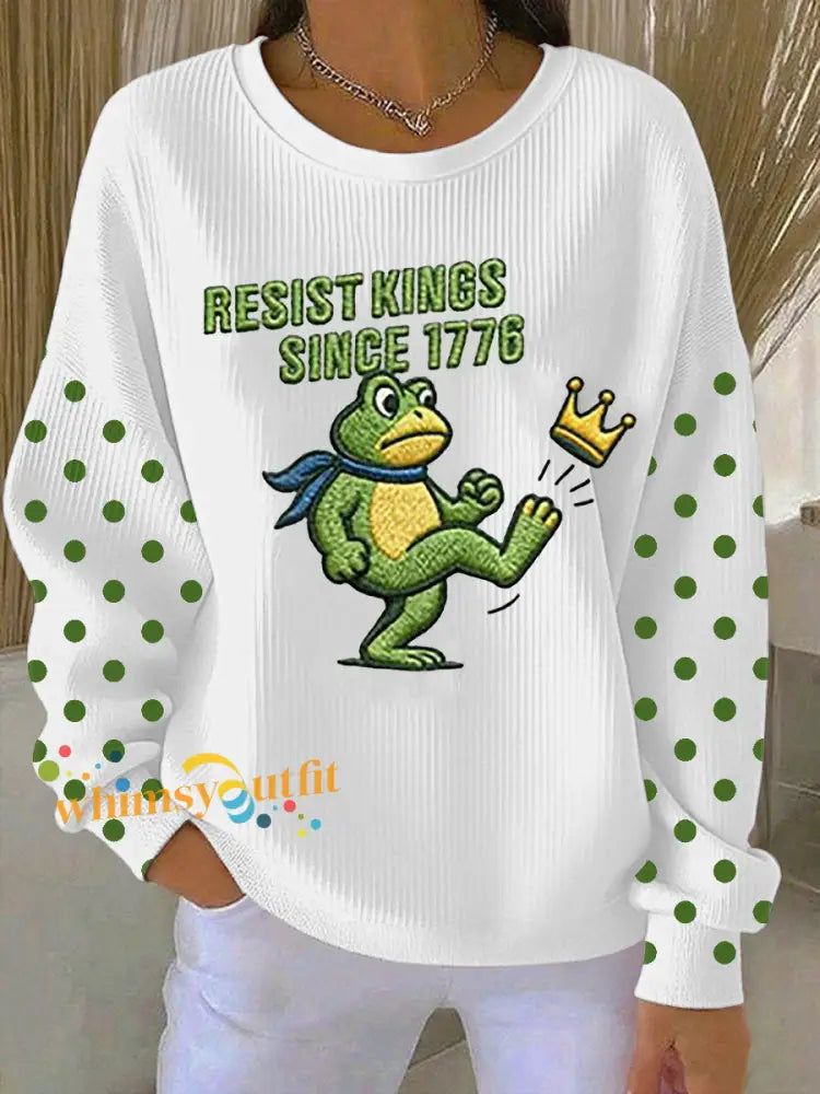 Women’s Resist Kings Since 1776 Ribbed Round-Neck Sweatshirt White / S