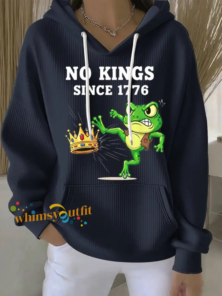 Women’s Resist Portland Frog NO KINGS SINCE 1776 Hoodie Sweatshirt Navy Blue / S
