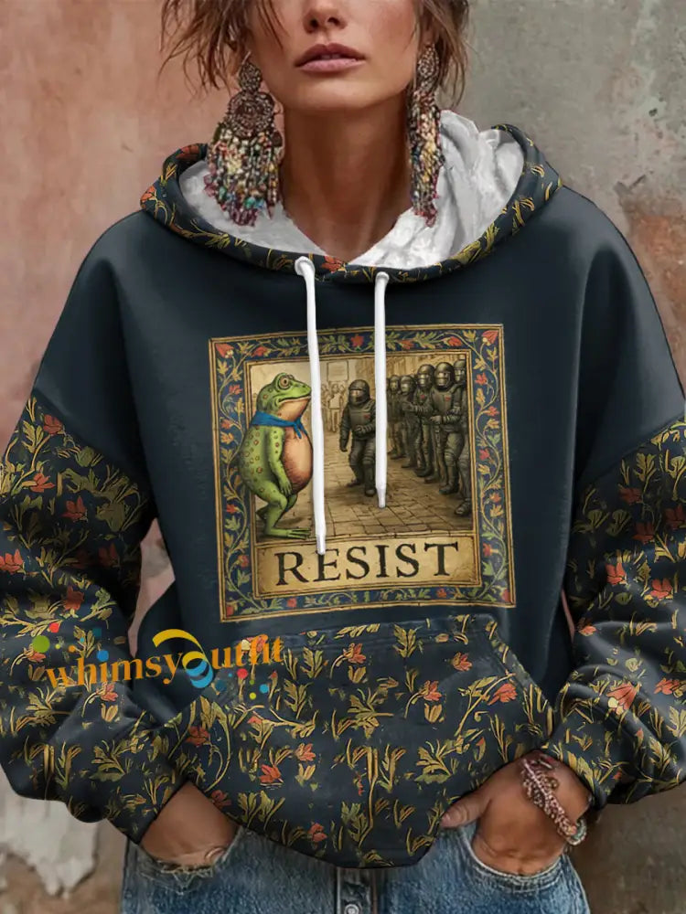 Women’s Resist Portland Frog Print hoodie As picture / S