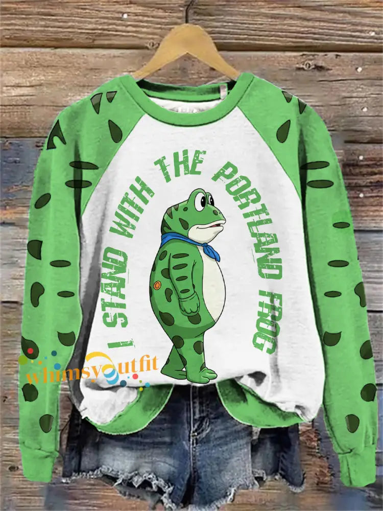 Women’s Resist Portland Frog Print raglan sleeve sweatshirt As picture / S