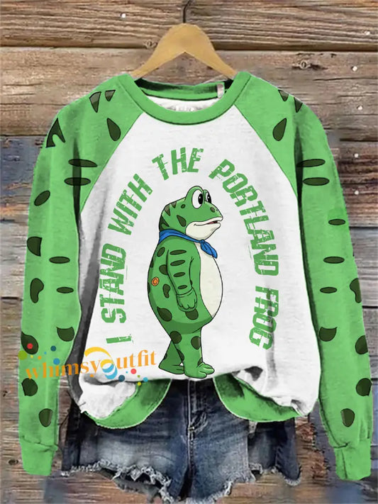 Women’s Resist Portland Frog Print raglan sleeve sweatshirt As picture / S