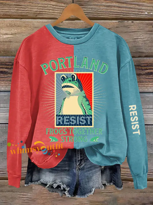 Women’s Resist Portland Frog Print Sweatshirt As picture / S