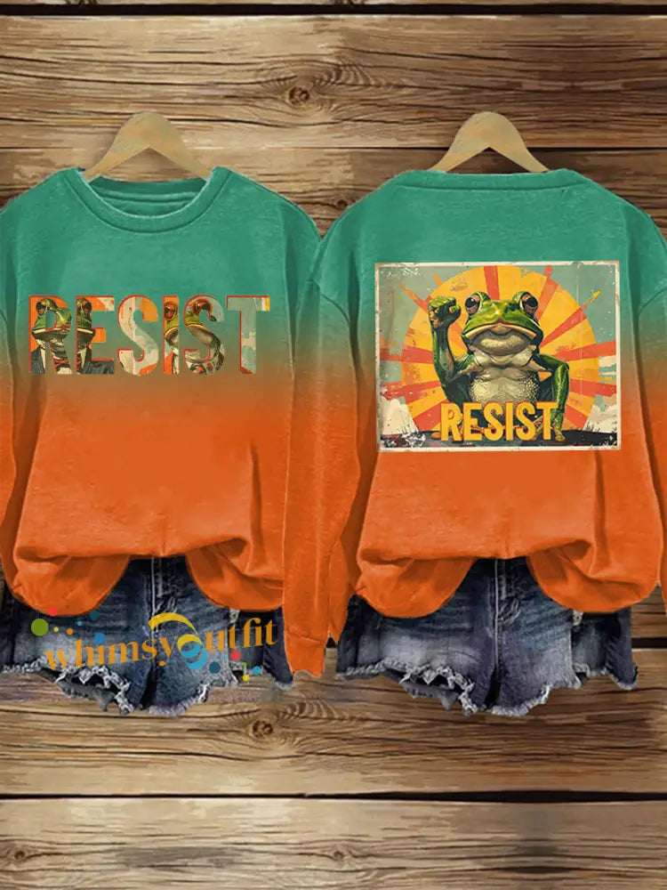 Women’s Resist Portland Frog Print Sweatshirt As picture / S
