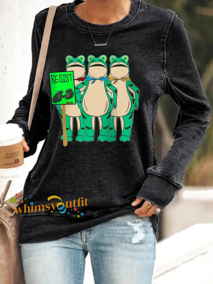 Women’s Resist Portland Frog Print Sweatshirt Black / S