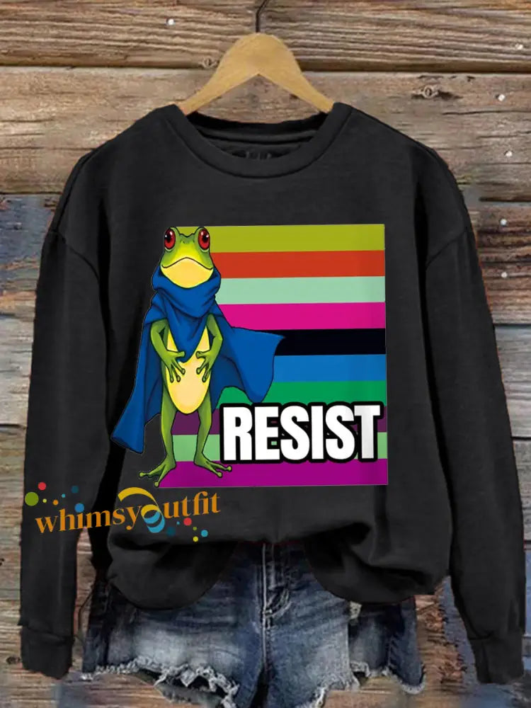 Women’s Resist Portland Frog Print sweatshirt Black / S