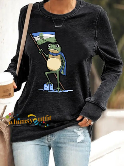 Women’s Resist Portland Frog Print Sweatshirt Black / S