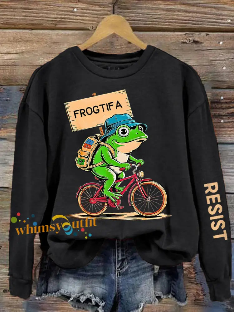 Women’s Resist Portland Frog Print sweatshirt Black / S