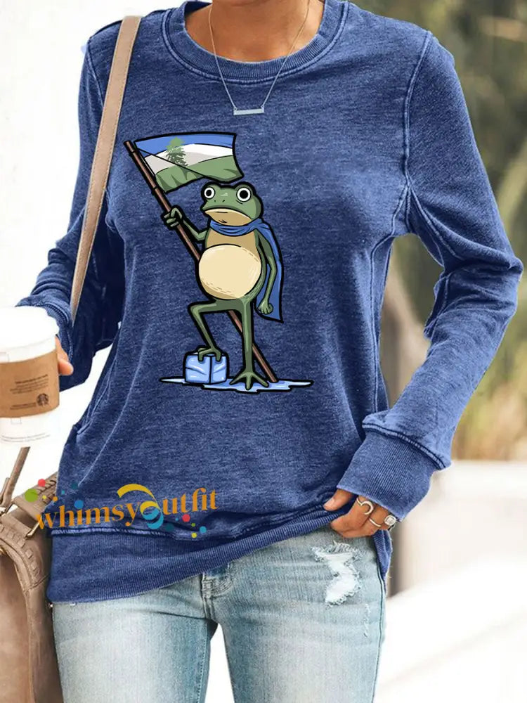Women’s Resist Portland Frog Print Sweatshirt Blue / S