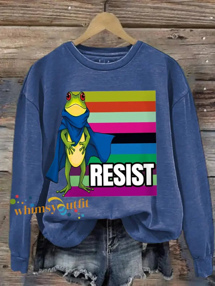 Women’s Resist Portland Frog Print sweatshirt Blue / S