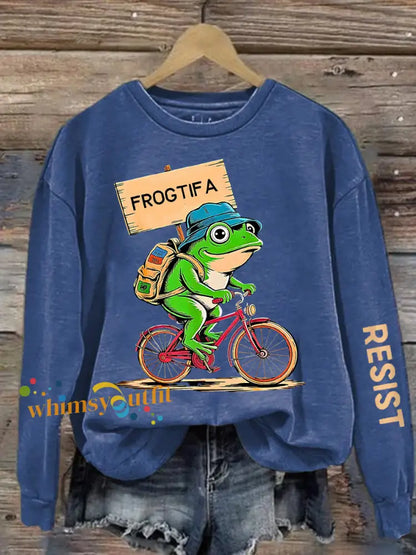 Women’s Resist Portland Frog Print sweatshirt Blue / S