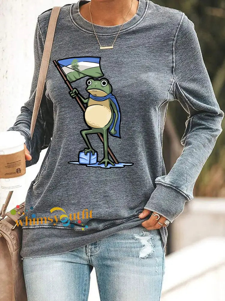 Women’s Resist Portland Frog Print Sweatshirt Gray / S