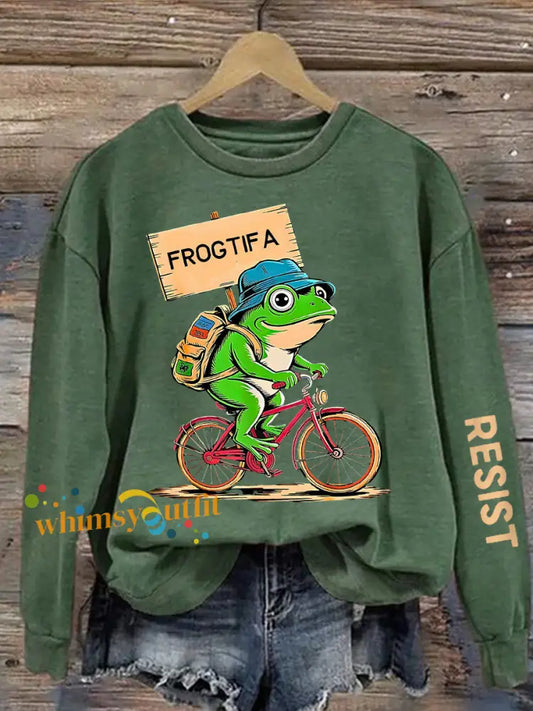 Women’s Resist Portland Frog Print sweatshirt Green / S