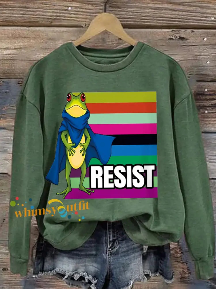 Women’s Resist Portland Frog Print sweatshirt Green / S