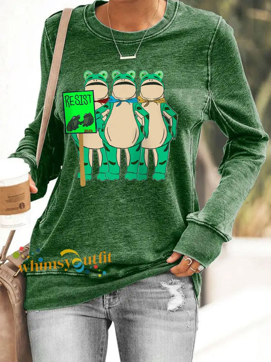 Women’s Resist Portland Frog Print Sweatshirt Green / S