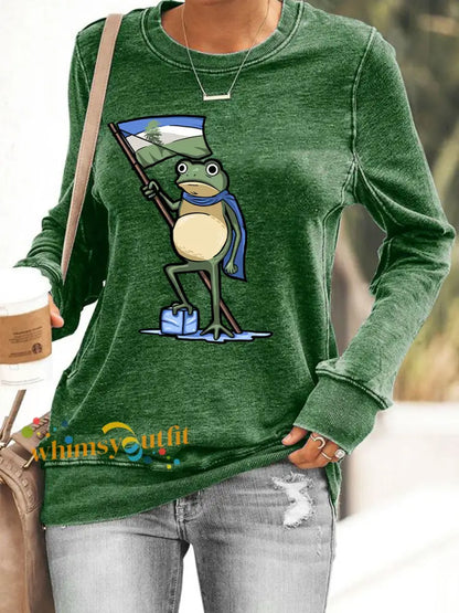 Women’s Resist Portland Frog Print Sweatshirt Green / S