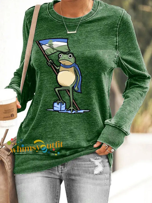 Women’s Resist Portland Frog Print Sweatshirt Green / S