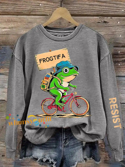 Women’s Resist Portland Frog Print sweatshirt Light Gray / S