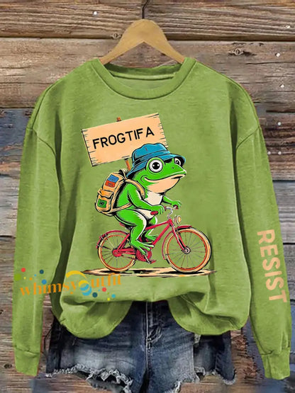 Women’s Resist Portland Frog Print sweatshirt Light Green / S