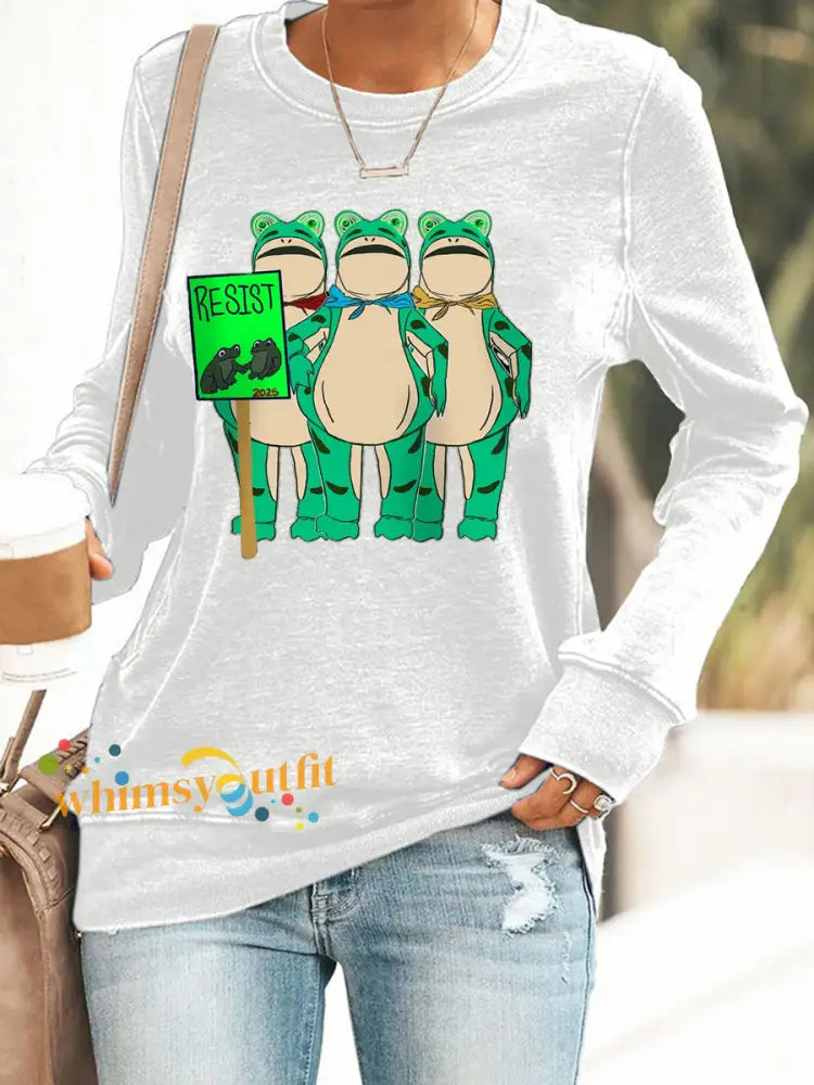 Women’s Resist Portland Frog Print Sweatshirt White / S