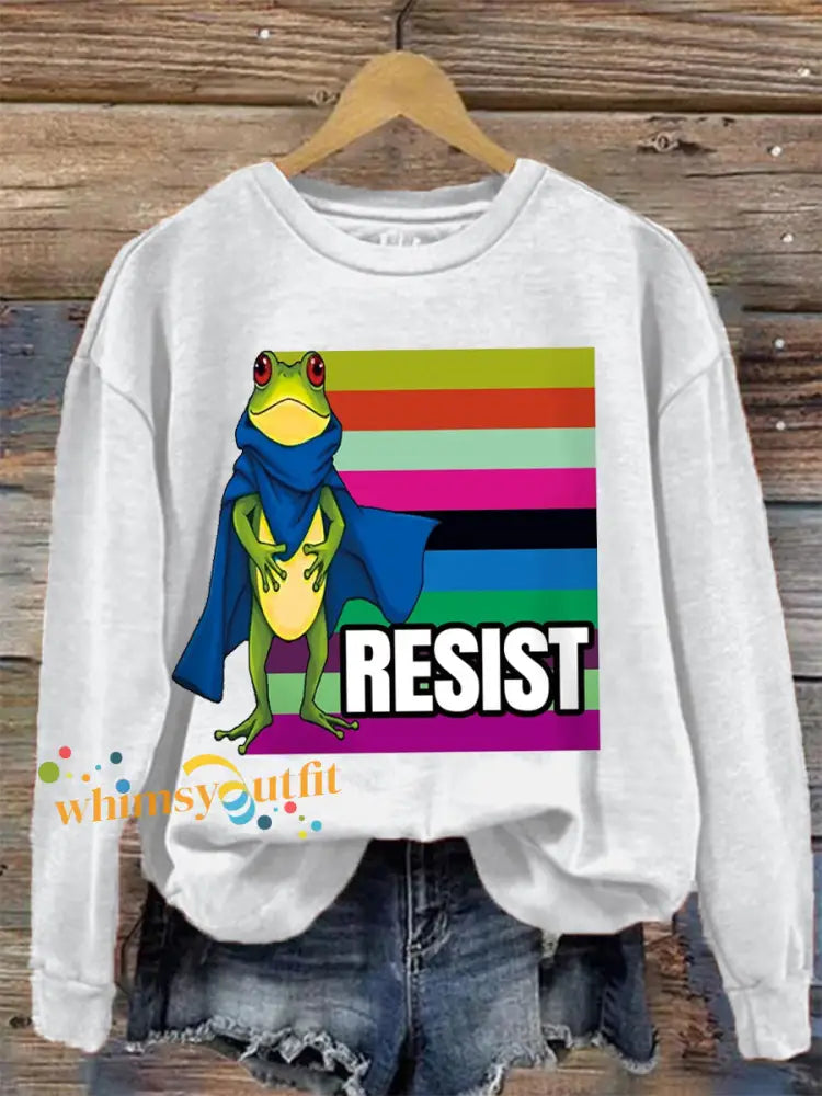 Women’s Resist Portland Frog Print sweatshirt White / S