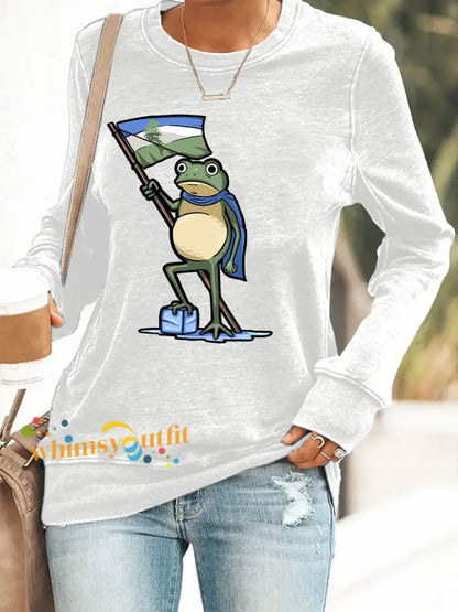 Women’s Resist Portland Frog Print Sweatshirt White / S