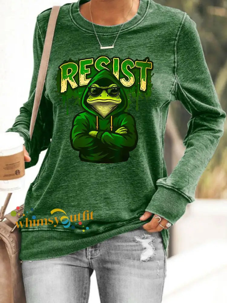 Women’s Resist Portland Frog Sweatshirt Green / S