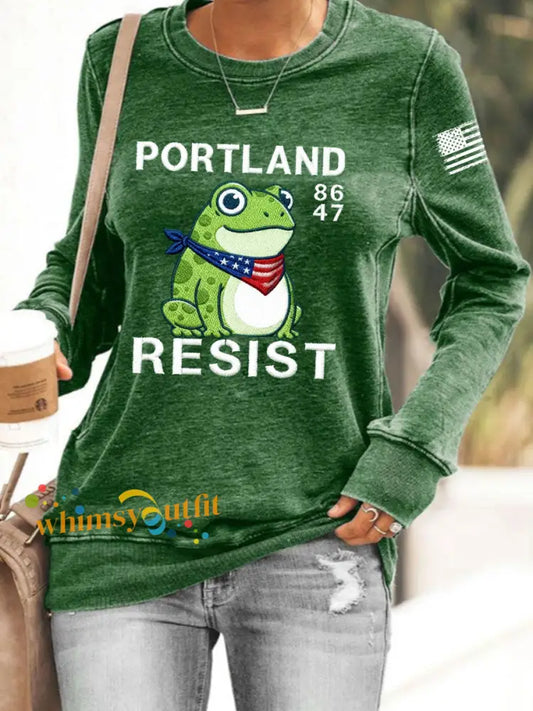 Women’s Resist Portland Frog Sweatshirt Green / S
