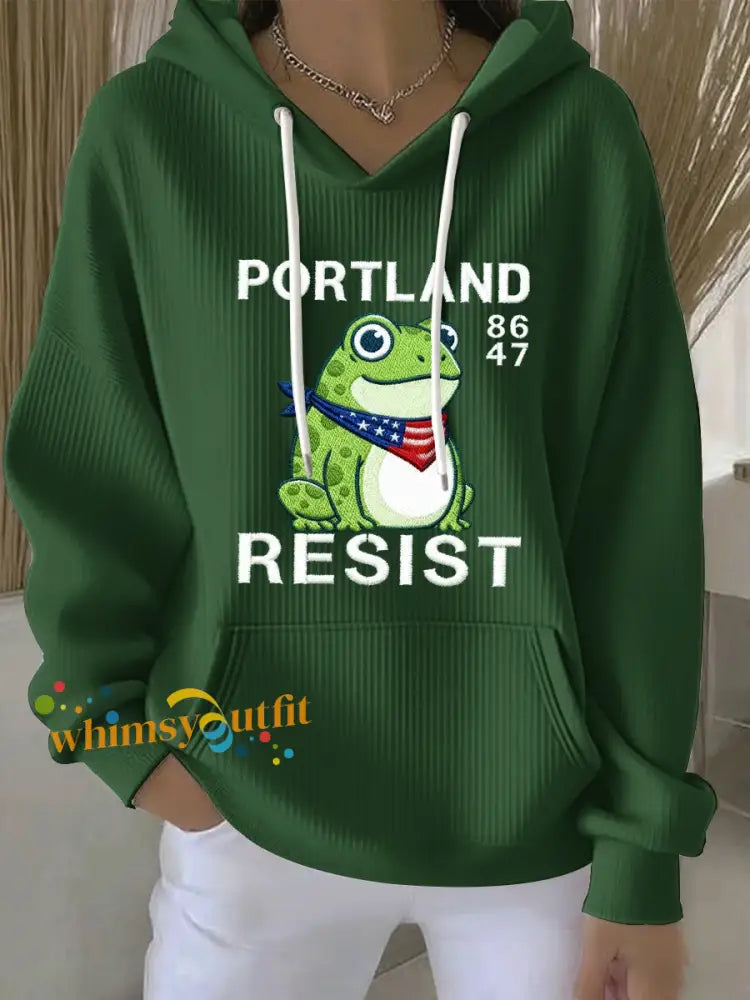Women’s Resist Portland Frog Sweatshirt Hoodie Green / S