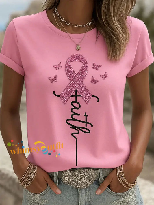 Women’s Retro Breast Awareness Floral Art Print T Shirt A / S