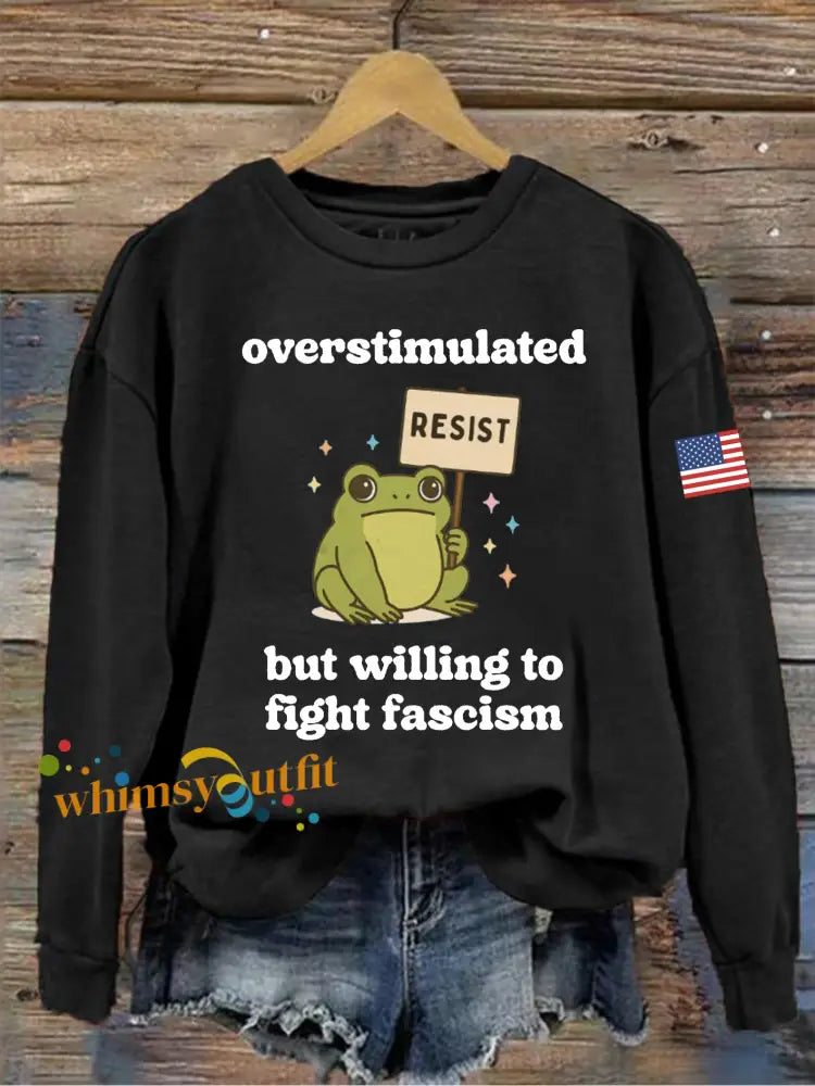 Women’s Retro Resist Frog Print Sweatshirt Black / S