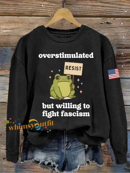 Women’s Retro Resist Frog Print Sweatshirt Black / S