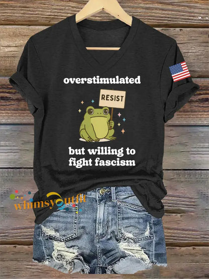 Women’s Retro Resist Frog Printed T-shirt Black / S