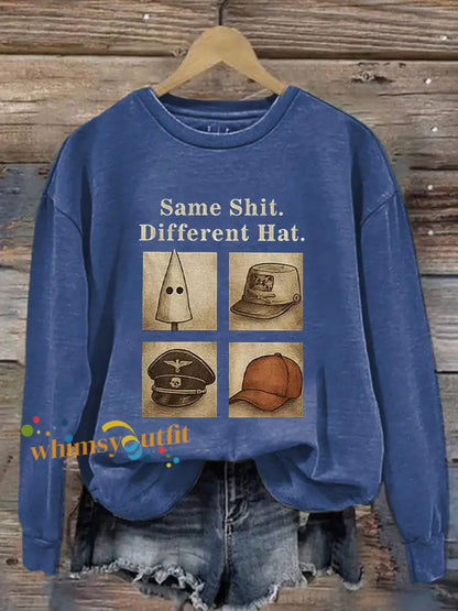 Women’s Same Shit Different Hat Printed Casual Sweatshirt Blue / S